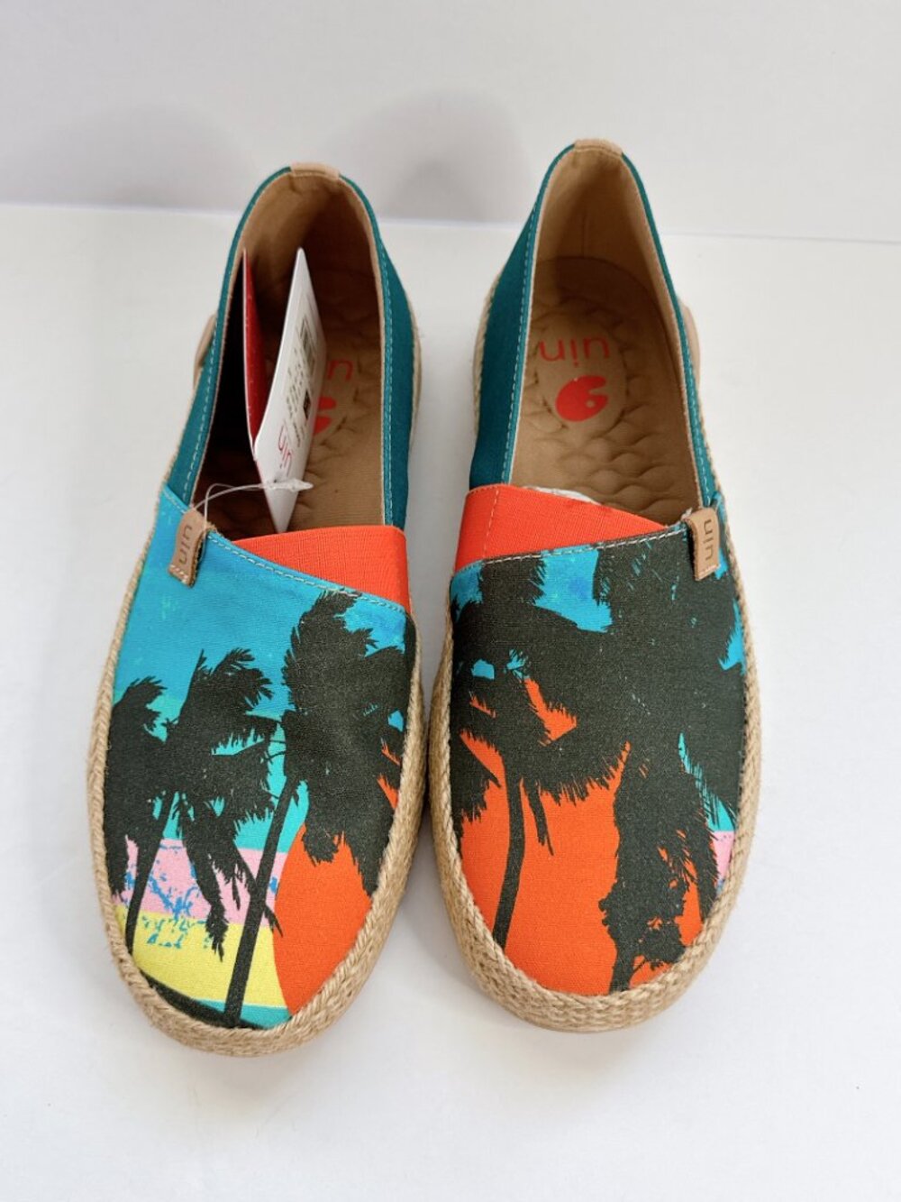 Men’s Size 6.5 UIN Sunset Palm Canvas Espadrille Slip-On Shoes Beach Travel